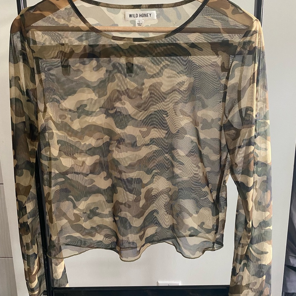 Wild Honey mesh camouflage top